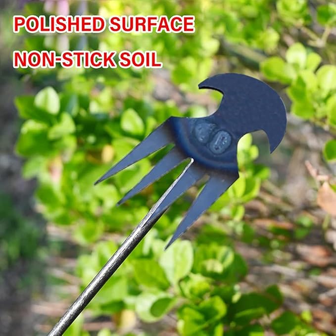 Amposei Weeding Artifact Uprooting Weeding Tool, Multifunctional Weeder, Hand Weeder Tool, Stand Up Weed Puller Tool with Handle for Garden Yard Farm Weed Removal (16in, Black Metal Handle)