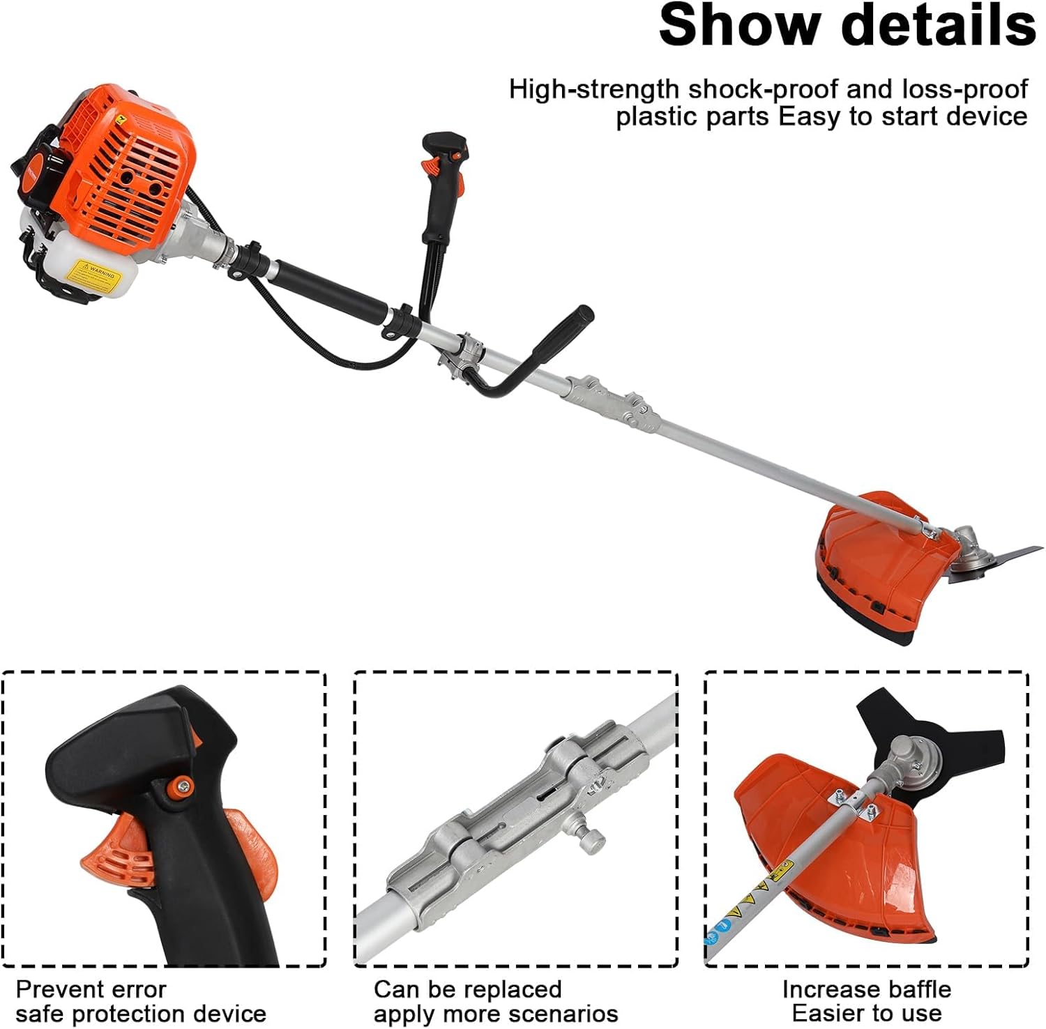 Gas Weed Eater, 52CC 2-Stroke Weed Wacker Gas Powered, 2 in 1 Multi-Functional String/Grass Trimmer, Brush Cutter for Gardening Shipping from USA Fast Arrival