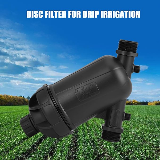 ciciglow Screen Irrigation Filter, 120 Mesh 130 Micron Level Disc Filter Garden Irrigation with Hose Threads for Garden Lawn Watering