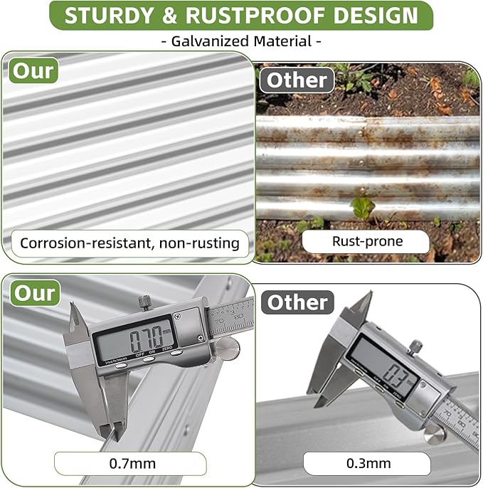 4x2x2ft Raised Garden Bed - Galvanized Deep Root Planter Boxes Outdoor with Wing Nuts and Safety Edges for Gardening Vegetables, Flowers, Herbs, Succulents - Silver