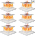 Dynaming 6 Pack Solar Flame Post Lights Outdoor, Solar Powered Fence Post White Shell Cap Light, High Brightness Flickering Flame LED LiVinyl/Wooden Postseck Patio, Fit 4x4 5x5 6x6 Vinyl/Wooden Posts