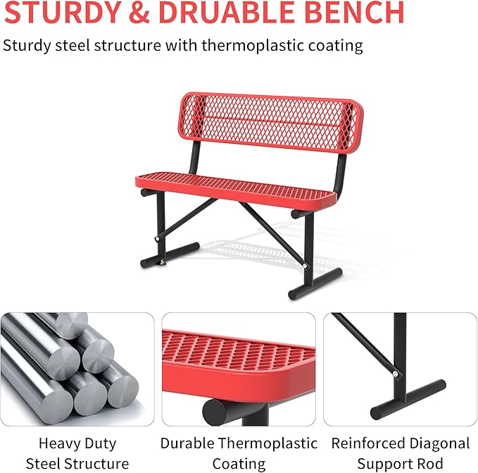 Bench Outside Store 4/6/8 Feet Park Bench for Outside Heavy Duty Metal, Garden Benches Out ...