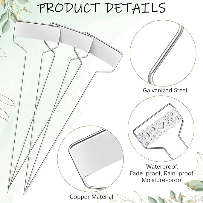 Moxweyeni 60 Pcs Metal Plant Tags - Waterproof, Reusable, Aluminum, 10 Inch with Permanent Pen
