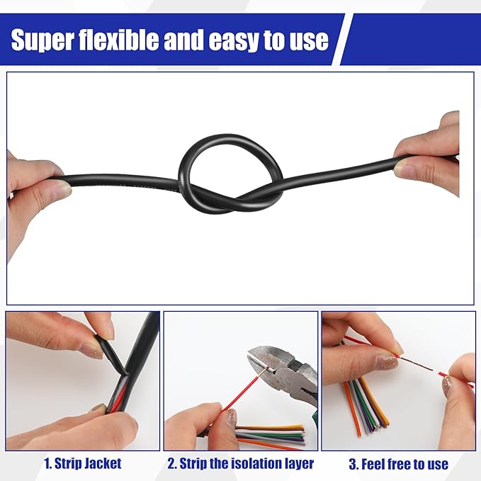 Hoolerry Solid Sprinkler System Wire 18 Gauge Irrigation Wire with UV Resistant PVC Jacket Sprinkler Cable for Underground Irrigation Field Central Control System 30v Ul Listed(18/7, 50 Ft)
