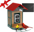 SOLIOM Solar Bird Feeder with Camera for Outdoors - AI Smart Birdhouse, 2K Live View & Instant Alerts, Squirrel Proof - Perfect Bird Watching Gift (Red)