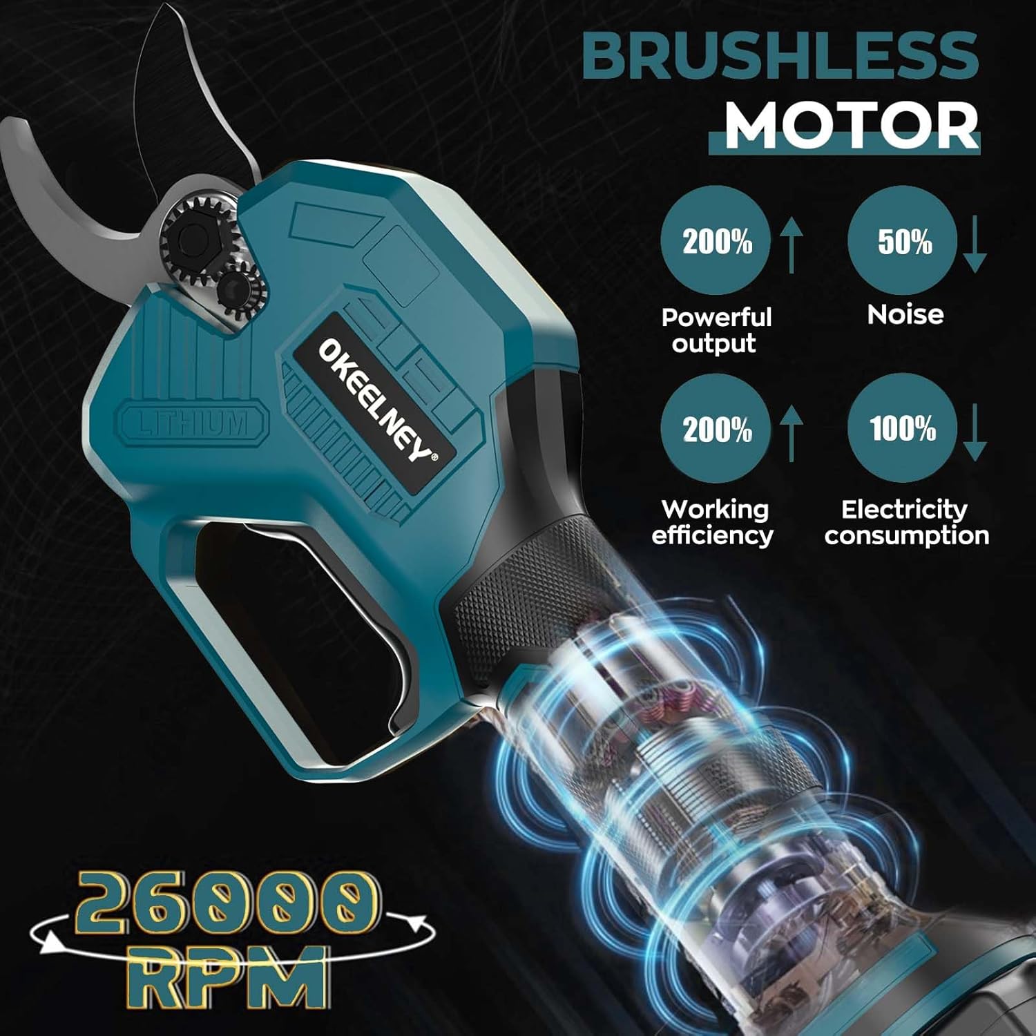 Electric Pruning Shears for Makita 18V Battery, Brushless Cordless Branch Cutter Pruner with 1.5 inch Cut Capacity for Tree trimming, Shrubs, Gardening (Tool Only)
