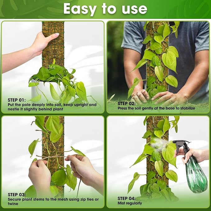 DUSPRO 59’’ D-Shape Moss Pole for Climbing Plants Monstera Moss Plant Pole Handmade Moss Stick for Indoor Plants Grow Upward (59'', 1pc.)