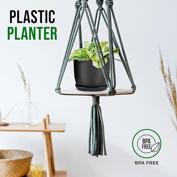Plant Pots with Multi Drainage Holes - 10 Pieces Versatile, Sturdy Plastic, Stackable Design Home Decor Flower Pots for Indoor and Outdoor Gardening - Black