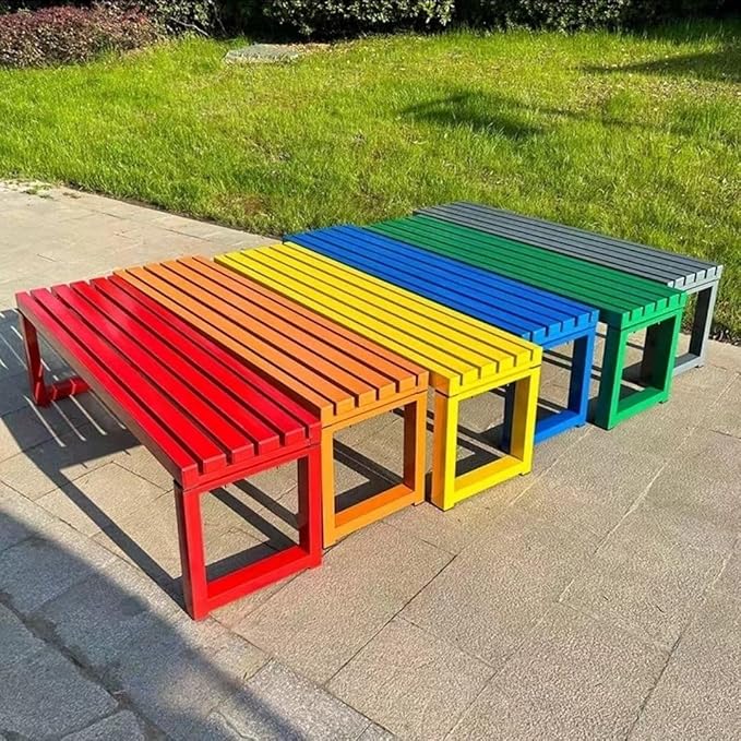Weatherproof Metal Dining Bench, Outdoor Bench Backless Patio Bench 2-Person Farmhouse Bench Garden Bench for Kitchen, Living Room, Entryway(Orange,5.9ft)