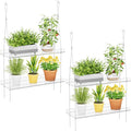 Lifewit 2-Tier Window Plant Shelves 15 inch, Acrylic Adjustable Hanging Floating Shelf, Window Sill Extender for Indoor Succulent Plants, Micro Greens, Seed Starter Pots, Herb Planters