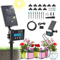 Solar Drip Irrigation System, Automatic Irrigation System for Outdoor Gardening，2200mA Battery and rain Sensing Function,for courtyards, Balconies, Gardens, 10 Potted Plants
