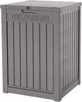 55 Gallon Outdoor Storage Box Waterproof Lockable Resin Deck Box Large, Patio Storage Bin for Pool Accessories Cushion Furniture, Garden Tools, UV-Resistant Outside Delivery Grey