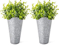 Dahey 2 Pack Galvanized Metal Wall Planter with Artificial Eucalyptus Farmhouse Decor Hanging Wall Vase Planters Flowers Holder for Country Rustic Home Wall Decor,Silver