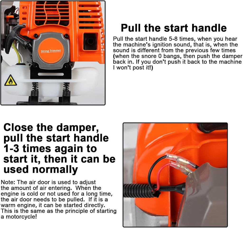 5 in 1Gas Weed Wacker，62cc 2 Stroke Full-Functional Petrol Hedge Trimmer,Gas Weed Eater,Grass Cutter Machine,Straight Shaft Grass Trimmer Cordless for Gardening (Orange)