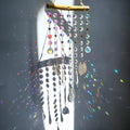 HDCRYSTALGIFTS Hanging Window Suncatcher Rainbow Maker Glass Crystal Mobile Wind Chimes with AB Prisms & Natural Leaf Drops Autumn Home Wall Art Decoration Gift