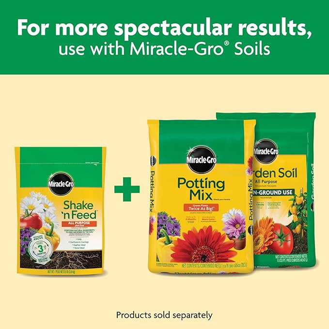 Miracle-Gro Shake 'N Feed All Purpose Plant Food, For In-Ground and Container Plants, Feeds for up to 3 Months, 8 lbs.