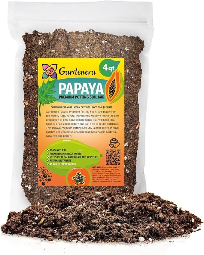 Papaya Potting Mix - Promote Strong Roots and Bountiful Yield with Our Premium Blend - 4 Quart