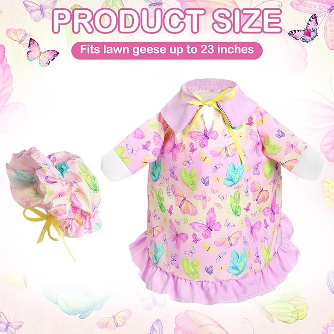 Spring Butterfly Goose Outfit Lawn Porch Goose Clothes 23" Spring Butterfly Outdoor Patio Yard Lawn Art Decoration