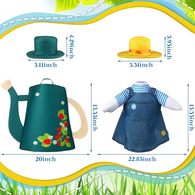 Frienda 2 Set Porch Goose Outfits Clothes 23 Inch Garden Raincoat Flag Bee Fishing Style Goose Costume for Lawn Patio Valentine's Day Decor