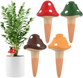 Kalolary 4Pcs Plant Watering Globes, Self Watering Spikes Terracotta Drip Water Stakes Irrigation Watering Bulbs for Pot, Indoor, Outdoor, Vacation (Mushroom)