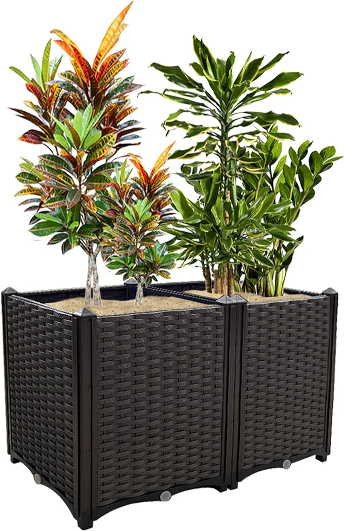 Raised Garden Bed Planter for Outdoor Plants Planter Box Elevated Garden Boxes Deepened Plant pots Perfect for Garden Patio Balcony Deck to Planting Flowers Vegetables Tomato and Herbs