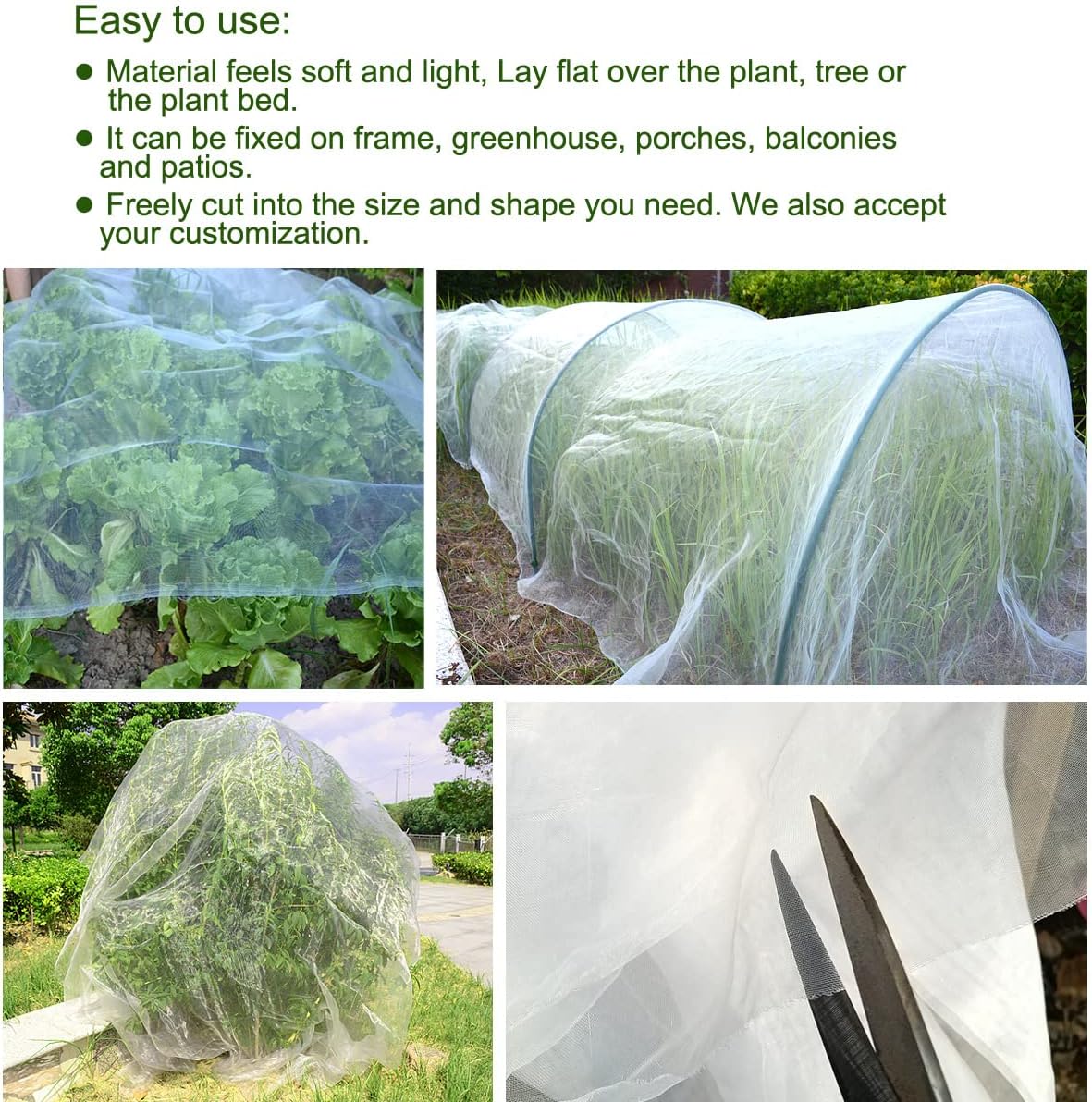 5x10Ft Mosquito Bug Insect Bird Fine Mesh Net Barrier Hunting Blind Garden Screen Netting for Protect Your Plant Fruits Flower