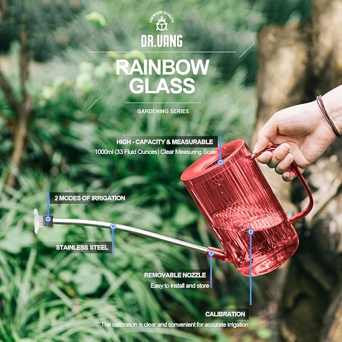 Small Watering Can Indoor Plants with Long Spout (1L, Red)