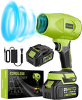 Saker Cordless Leaf Blower Portable Dust Cleaner Handheld Blowers 2 x 4.0Ah Batteries 180000 RPM Air Duster with Adjustable Speed for Drying Patio Cleaning Green