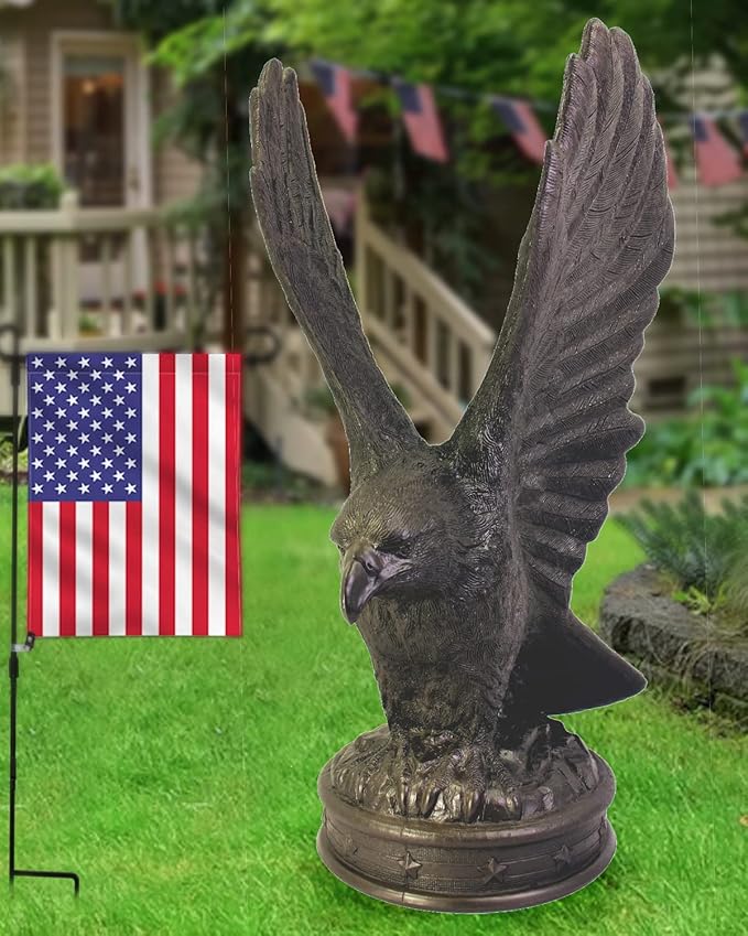 EMSCO Group Freedom Eagle Statue – Natural Bronze Appearance – Made of Plastic Resin – 32” Height