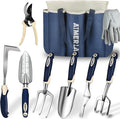 Gardening Tools Set of 9 Heavy Duty Garden Tools with Non-Slip Rubber Grip with Large Garden Bag, Durable for Garden, Weeding, Gifts for Women,Men