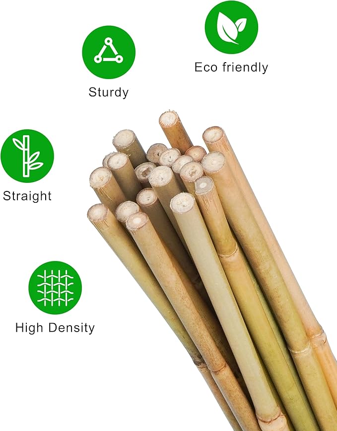 3ft Natural Bamboo Plant Stakes for Tomatoes, Beans, Flowers, Potted, Climbing Plants 25pcs