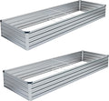 2PCS 8x4x1FT Galvanized Raised Garden Bed Kit,Vegetable Boxes-Rectangle Metal Flower Box,Large Planter Raised Beds Outdoor Garden for Planting,Fruit,Herb-Sliver