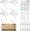 Ceiling Hooks for Hanging Plants - Metal Plant Bracket Iron Wall Mount Lanterns Hangers for Hanging Bird Feeders, Lanterns, Wind Chimes, Planters, Outdoor Decoration Hooks (White 4pcs)