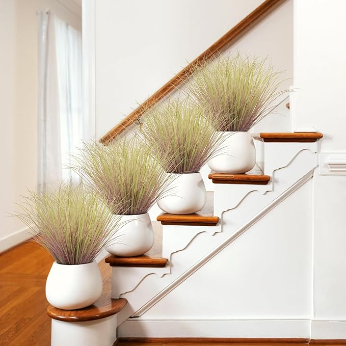 36Pcs Artificial Grass Plants, Faux Shrubs Wheat Grass, Artificial Tall Grass Fake Plants for Outdoor Decor,Artificial Greenery Stems Weed for Room Indoor Home Decor（Light Purple）