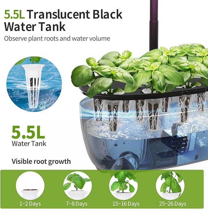 Indoor Hydroponics Growing System, 12 Pods Smart Herb Garden Planter with LED Grow Light Plant Germination Kit (No Seeds), Ideal Gift for Gardening Lovers, Gift Ideas for Women Men