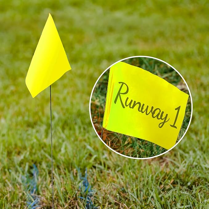 Zozen 100Pack Yellow Marking Flags, Writable/15x4x5 Inch, Yard Flags for Lawn & Irrigation & Landscape & Sprinkler & Survey & Dog Training.