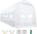 KING BIRD Premium 15x6.6x6.6FT Greenhouse for Outdoors, Large Walk-in Heavy Duty Galvanized Steel Frame, Mesh Door Screen Window Upgraded Zipper Tunnel Hoop for Garden Plant Winter, White
