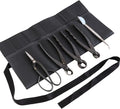 Wazakura Made in Japan 5PCS Bonsai Tool Kit with Roll Bag: Yasugi Steel Ashinaga Bonsai Scissors, Concave Branch Cutter, Knob Cutter, Wire Cutter, Tweezers - 5 Tools Ashinaga Set with Case