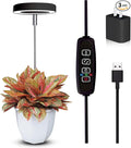 Grow Lights for Indoor Plants Small Potted - Full Spectrum, Auto 3/9/12H Timer, 10-Level Dimming & Adjustable Height - Compact Grow Light for Succulents, Herbs, Foliage in Home/Office (Black,1PACK)