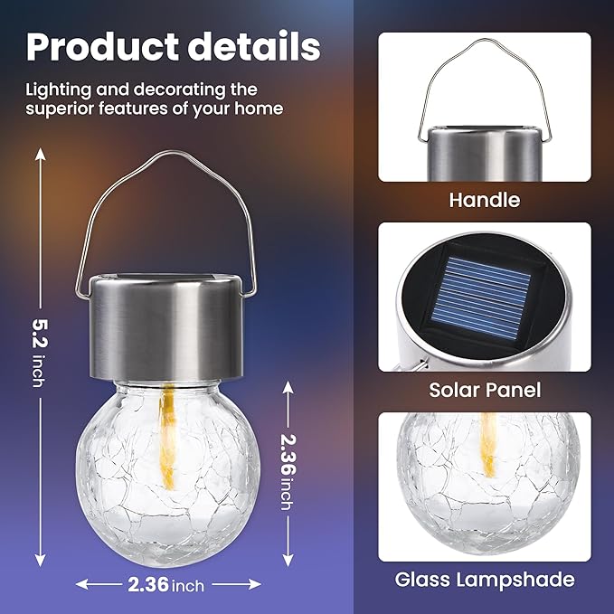 Hanging Solar Lights Outdoor,New Upgraded Moving Led Beads,Solar Powered Waterproof Lighting,12 Pack Hanging Globe Solar Lights for Garden Yard Fence Christmas Decoration (Multiple Colors)