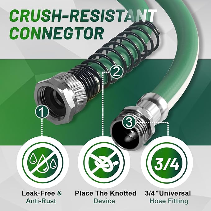 Short Garden Hose 10 ft 15 ft – Outdoor Hybird Water Hose with Solid Fitting - Flexible, Kinkless, Lightweight, Heavy Duty Garden Hose for Lawn Watering, Car Washing - Burst 500 Psi (15 ft)
