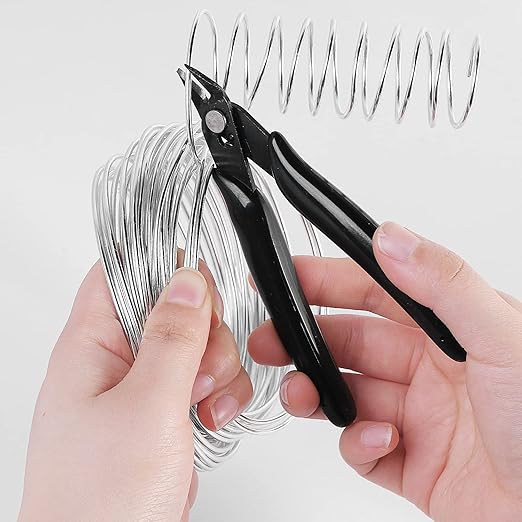 Sanlykate Bonsai Wire Tool Kit with Cutter, 3 Roll Tree Training Wires 98 Feet Total, 1.0mm, 1.5mm, 2.0mm Anodized Aluminum Wire Set, Hold Plant Branches Trunks - Silver