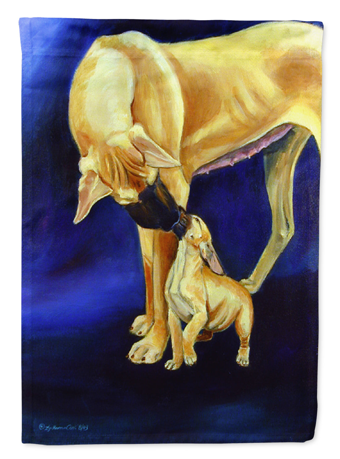 Natural Fawn Great Dane with Puppy Garden Flag – Decorative Outdoor Yard Flag