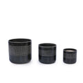 3 Pieces Ceramic Flowerpot, Modern Planter for Patio, Garden or Windowsills - Black