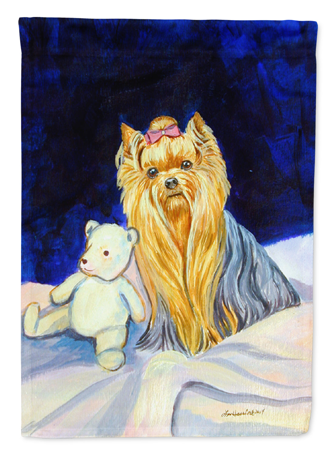 Yorkie and Teddy Bear Garden Flag – Decorative Outdoor Yard Flag