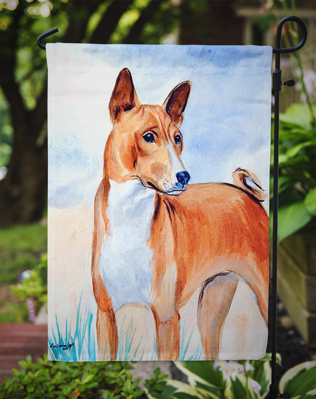 Red Basenji Garden Flag – Decorative Outdoor Yard Flag