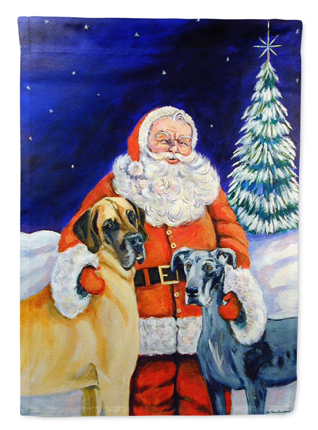 Santa Claus with Great Dane Garden Flag – Decorative Outdoor Yard Flag