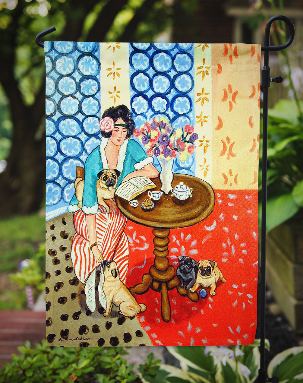 Lady with her Pug Garden Flag – Decorative Outdoor Yard Flag 7259GF