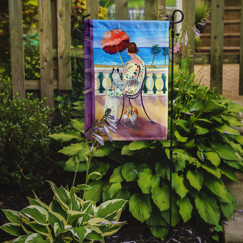 Lady with her Japanese Chin Garden Flag – Decorative Outdoor Yard Flag