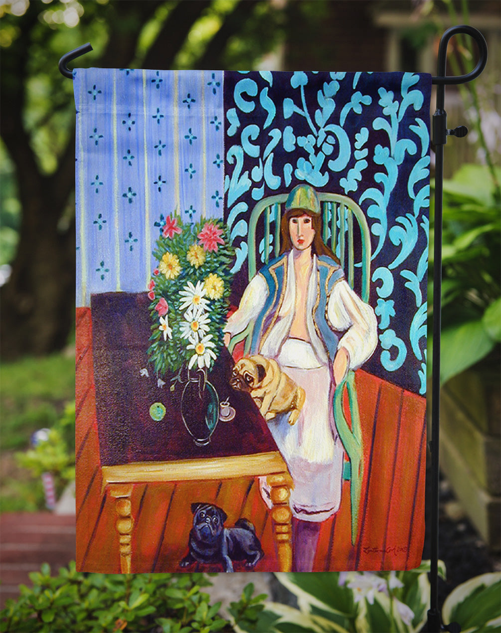 Lady with her Pug Garden Flag – Decorative Outdoor Yard Flag 7265GF